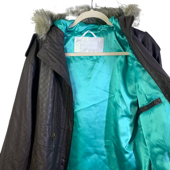 SPECIAL BLEND Dark Brown Embossed Leather Snowboarding Jacket - Picture 4 of 15